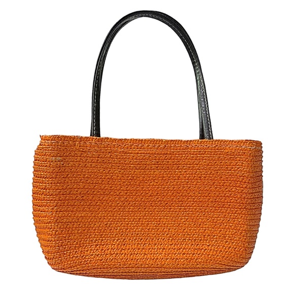 St John’s Bay Bag Authentic Vintage 90s Y2k Straw - Orange & Leather Handle - Picture 1 of 6